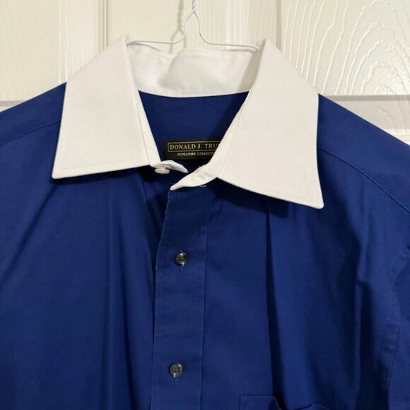 Donald J Trump Shirt SizeM 15 34/35 Blue Signature Collection Button French Cuff - Picture 1 of 7